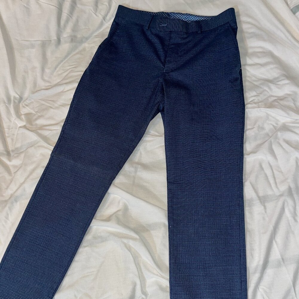 Penguin Signature Navy Birdseye Stretch Suit Pants